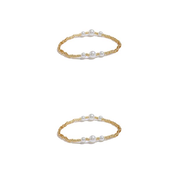 Jumpingount Pulseras de tobillo con cuentas de arroz Cadenas de tobillo Tobilleras delicadas y elegantes para niñas 25 veinticinco 2piezas Jumpingount CBP200707
