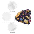 thumbnail image 3 of Yiaed Skull gold flower Print Winter Beanie for Men Women, Fleece Lined Beanie Soft Warm Knit Hat Ski Stocking Cuffed Ca, 3 of 6