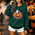 thumbnail image 6 of TKLPEHG Halloween Sweatshirts for Women 2026 Fashion Funny Ghost Jack O Lantern Pumpkin Graphic Sweatshirt Long Sleeve Crewneck Pullover (Green,M), 6 of 6