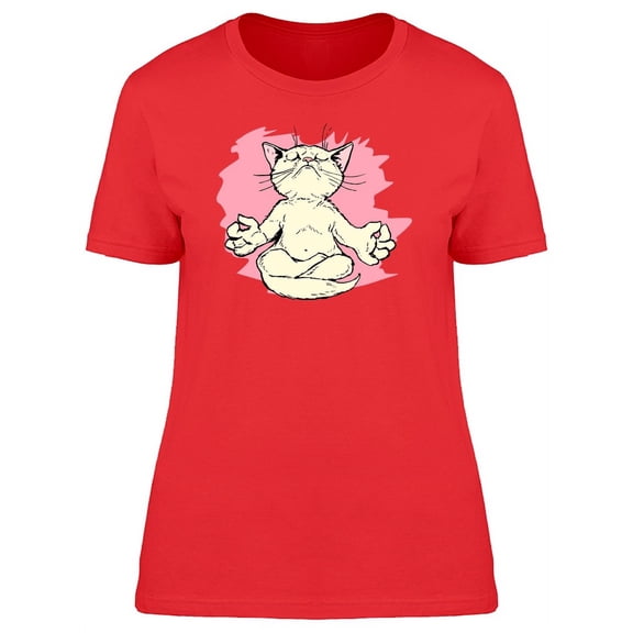 Peaceful Yoga Cat T-Shirt Women -Image by Shutterstock, Female XX-Large