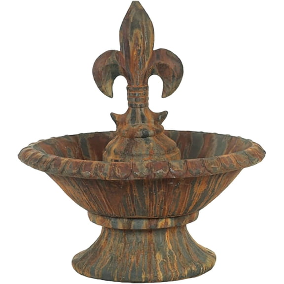 Solid Rock Stoneworks Savannah Oval/Fleur De Leis Fountain - 42" Tall - Rust