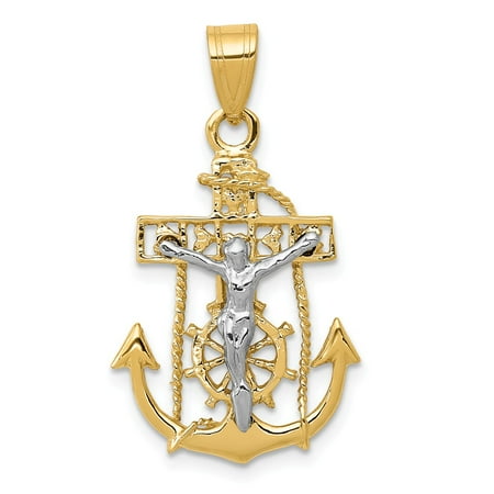 14k Gold Mariners Cross - 14k Yellow Gold Mariners Cross Pendant