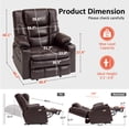 thumbnail image 3 of MCombo 27.2'' Extra Wide Triple Motor Power Lift Recliner for Elderly, Sleep Recliner Sofa with Adjustable Headrest, Faux Leather, Dark Brown, 3 of 10