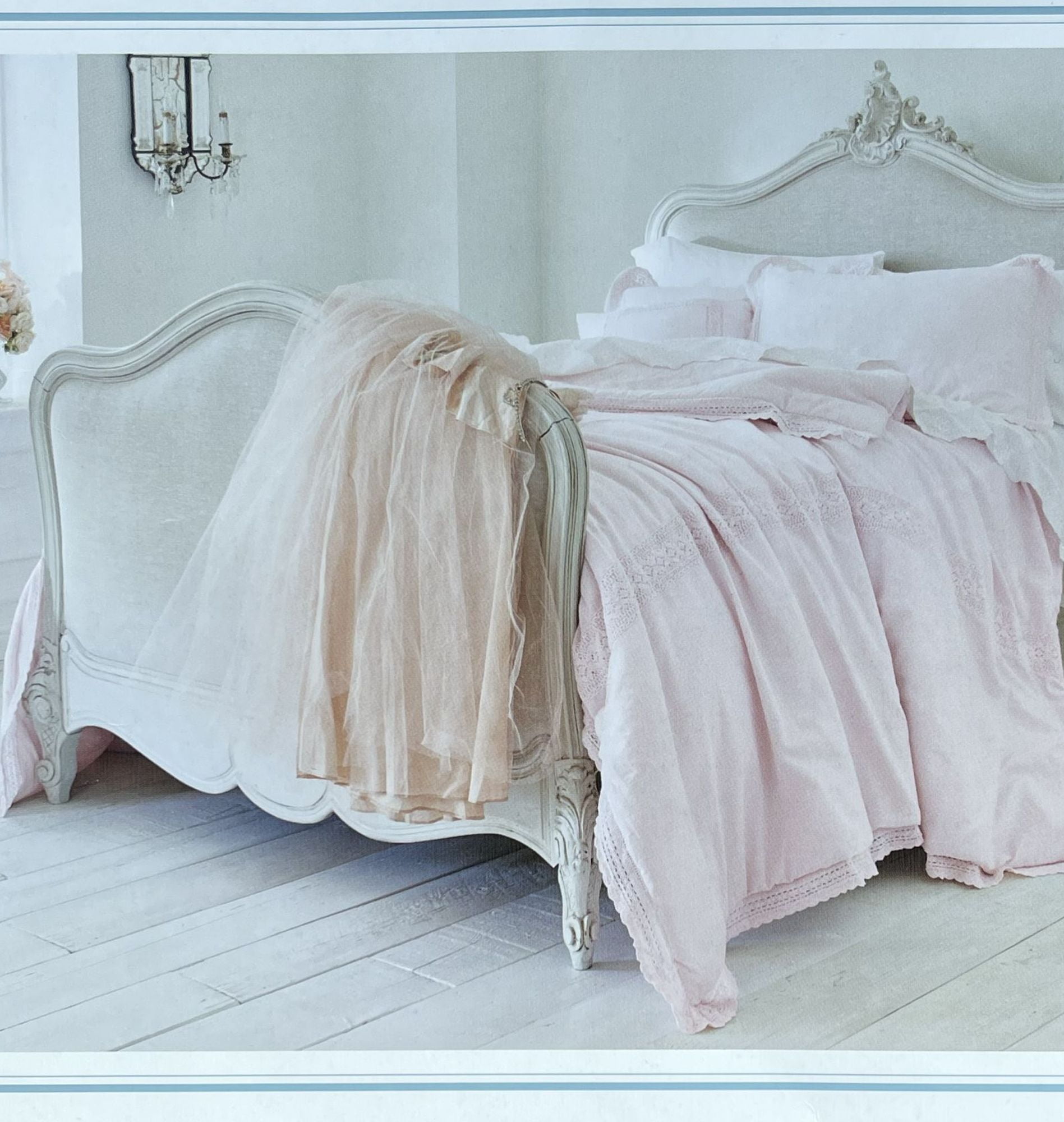 Simply Shabby Chic Twin Bed Comforter & Sham Set Pink Crochet 2 Pc