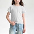 thumbnail image 4 of FRSASU Girls T Shirts 100% Cotton Short Sleeve Tops Kids Summer Casual Crewneck Basic Tees 3-15 Years White, 4 of 5