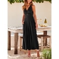 thumbnail image 2 of Women's Sleeveless Jumpsuit, Solid Front Ruched Wide Leg Romper, 2 of 9