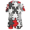 thumbnail image 3 of Puzzle Pattern New Fashion Zip Off Shoulder Top Short-Sleeve Women Shirt Puzzle Grey Red White Pattern Puzzle Pattern Puzzle, 3 of 4