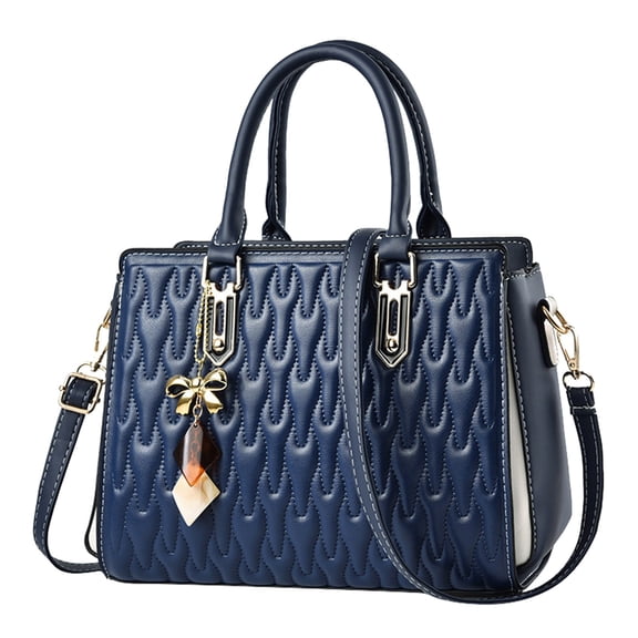 Stylago Womens Purses and Handbags with Pendant Leather Quilted Crossbody Tote Bags Fashion Shoulder Satchel for Evening Party Blue