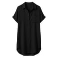 thumbnail image 6 of Tqcoqu Womens Linen Button Down Shirt Rolled Cuffed Short Sleeve Blouse Ladies Summer Casual V Neck Beach Cotton Tops,Black Women's S-XXL, 6 of 6