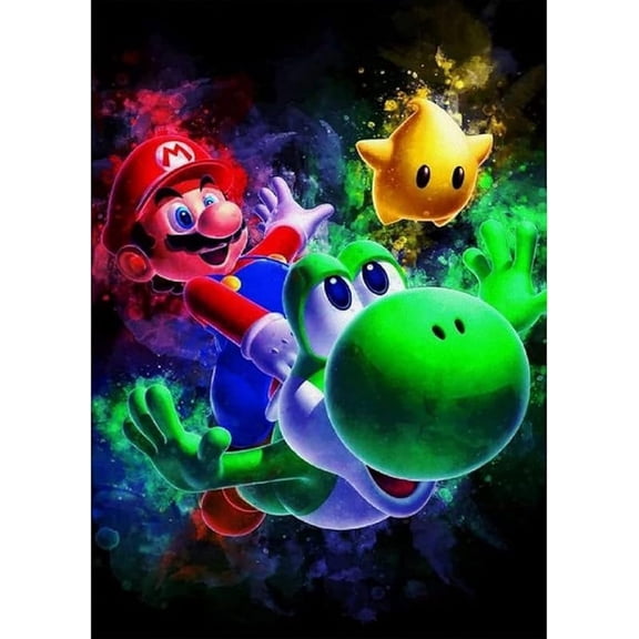Mario Nintendo DIY 5D Diamond Digital Painting Kit Crystal Rhinestone Embroidery Cross-stitch artwork Crafts Canvas wall decoration Birthday gift 12 X 16 inches