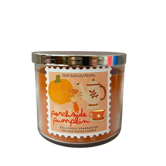 Bath & Body Works Porchside Pumpkin Scented 3 Wick Candle 14.5 oz
