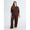 thumbnail image 2 of Joyspun Women's Fleece Long Sleeve Top and Straight Leg Pants Lounge Set, 2-Piece, Sizes XS-3X, 2 of 7