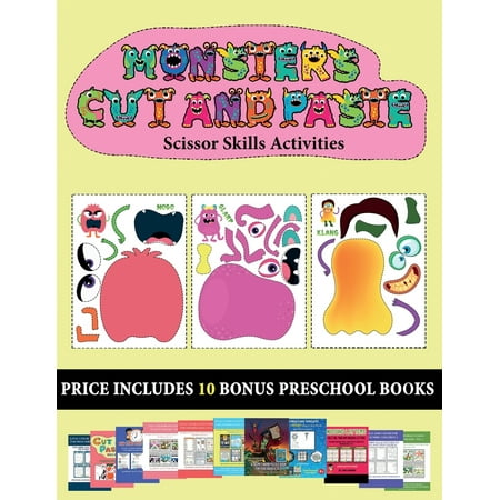 Scissor Skills Activities (20 full-color kindergarten cut and paste activity sheets - Monsters): This book comes with collection of downloadable PDF books that will help your child make an excellent