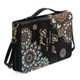 thumbnail image 2 of FORUDESIGNS Boho Mandala Flower Pattern Bible Cover Case Be Still And Know That I Am God Bible Bag Study Bible Carrying Cases with Handle Church Bag Bible Protective, L, 2 of 7