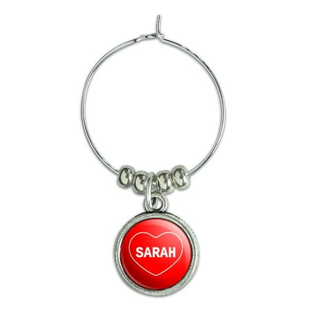 

Sarah I Love Heart Wine Glass Charm - No. 1