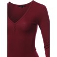 thumbnail image 4 of A2Y Women's Lightweight Long Sleeve V-Neck Ribbed Henley Tops Tees Cherry Wood M, 4 of 5