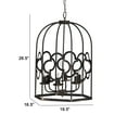 thumbnail image 4 of 19 Inch 6 Light Chandelier, Iron Birdcage, Classic Vintage, Black, Saltoro Sherpi, 4 of 5