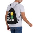 thumbnail image 6 of Funny Down Pineapple Pattern Drawstring Backpack Sackpack String Bag Cinch Waterproof Bags for Gym Sports Yoga Travel Beach Swimming shopping, 6 of 7
