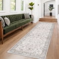 thumbnail image 3 of Light Gray Washable 2x8 Hallway Runners, Kitchen Runner Rug, Non-Slip & Stain Resistant 8ft Long Entryway Floor Rug, Neutral Boho Floral Décor, 3 of 7