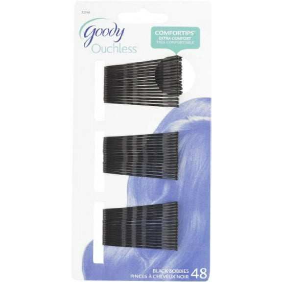 Goody Ouchless Bobby Pin, Crimped Black, 2 Inches, 48 Count (Pack of 3)