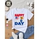 thumbnail image 1 of Kids' 100% Cotton Labor T-Shirt - Patriotic American Flag & Sunflower Graphic with "Happy Labor quot; Text, Cute Round Neck Tee for Boys & Girls, 3 Colors (, Black, White), 1 of 6