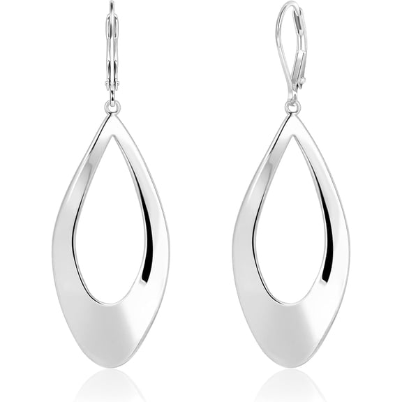 SUETOR Teardrop Dangle Earrings for Women, Silver Plated Leverback Drop Earrings with Hypoallergenic Posts, Jewelry Gift