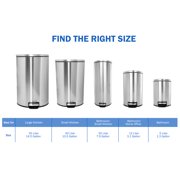 Better Homes & Gardens 3.1 Gallon Small Stainless Steel Bathroom Step Trash Can with Soft-Close Lid, Silver