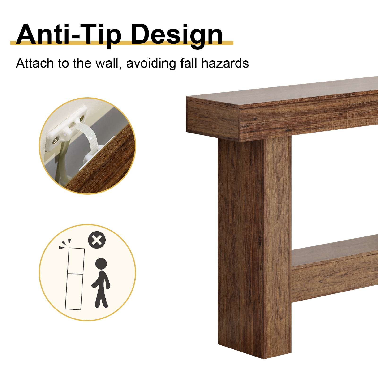 Tarnorci Wooden Console Table,  Behind the Couch, Farmhouse Entryway Table for Hallway, Living Room, Brown