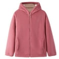 thumbnail image 4 of Sherpa Jacket Women Winter Lined Warm Full Zip Up Hoodies Solid Sweatshirts Pink XXL, 4 of 4