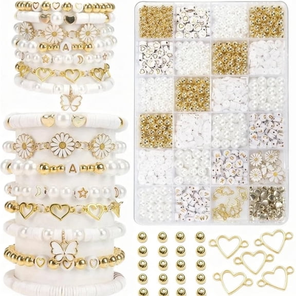 1000pcs Alphabet Letter Beads Kit, Gold A-Z Beads for Bracelet & Jewelry Making