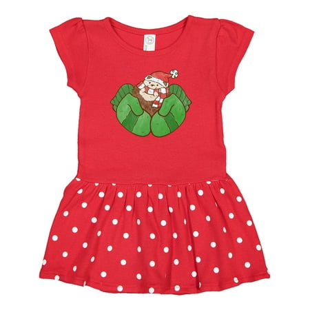 

Inktastic Cute Holiday Hedgehog in Green Mittens Gift Baby Girl Dress