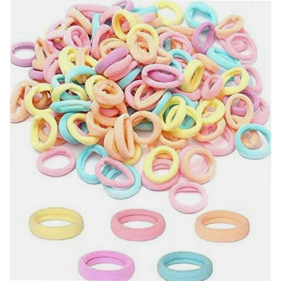 200Pcs Baby Hair Ties, Soft Cotton Toddler Hair Ties for Girls and Kids, 1 Inch Multicolor Seamless Hair Bands