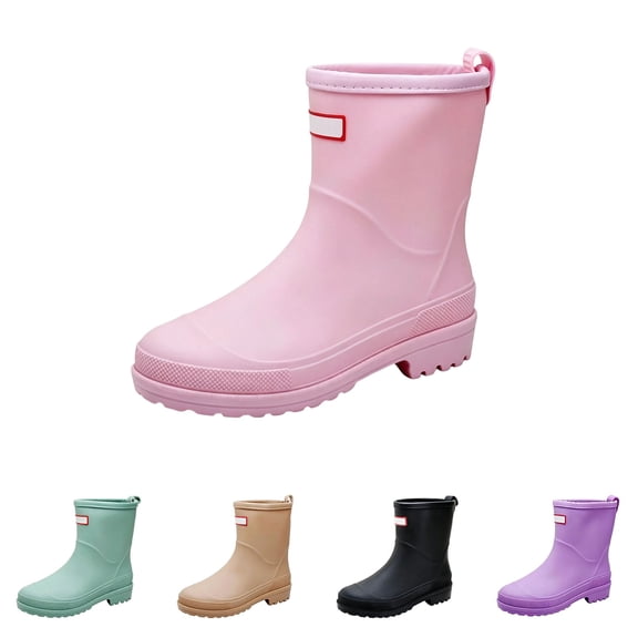 Willtoo Mid Calf Rain Boots for Women,Waterproof Garden Shoes Anti-Slip Rainboots,Outdoor Work Rain Shoes