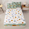 thumbnail image 4 of Homewish Cute Halloween Style Zipper Queen Comforter Set with Fitted Sheet and 2 Pillowcases,Witch Hat Skull Pumpkin Candy Spider Print Zipper Bedding Set,Halloween Reversible,4-Piece, 4 of 7