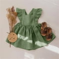 thumbnail image 5 of XQYLOS Girls Backless Princess Dress Summer Linen Cotton Fly Sleeve Ruffle Dress Beach Vacation Cute Toddler Outfit 3-6Y, 5 of 5