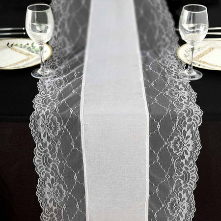 

Efavormart 16 x108 White Faux Burlap Jute Lace Table Runner Boho Chic Rustic Decor