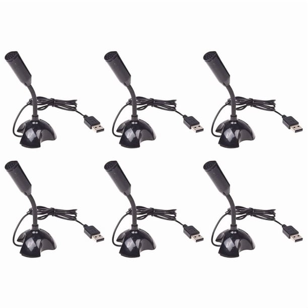 6X Microfono USB Web Flexible Microfono de Cancelacion de Ruido para PC Ordenador Portatil Stand Negro