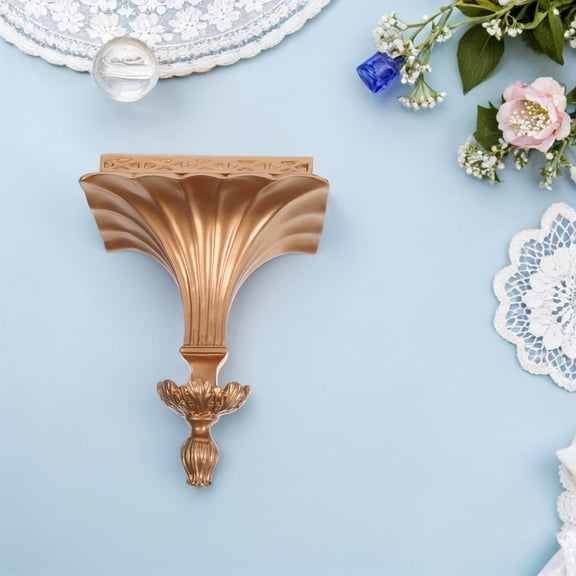 ELAYARD European Vintage Style Floating Wall Shelf in Golden Color for Flowerpots and Home Organization