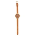 thumbnail image 3 of Women's Geneva Japanese Movement Stainless Steel Back Brown Faux Leather Slim Band Watch, 3 of 4