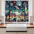thumbnail image 2 of Ambesonne Outer Space Kitchen Curtains, Surreal Astronaut Moon, 55"x36", Multicolor Teal Red, 2 of 3