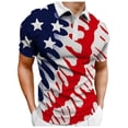 thumbnail image 1 of YDLCAFD Male Summer Independence Day Theme Printed Button Shirt Turn Down Short Sleeve Tops Shirt Tops, 1 of 5