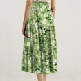thumbnail image 5 of Yucgh Women's Floral Print Midi Skirt with Drawstring Elastic Waist, Casual Bohemian Skirt, A-line Summer Skirt with Pockets,Light Green,L, 5 of 7