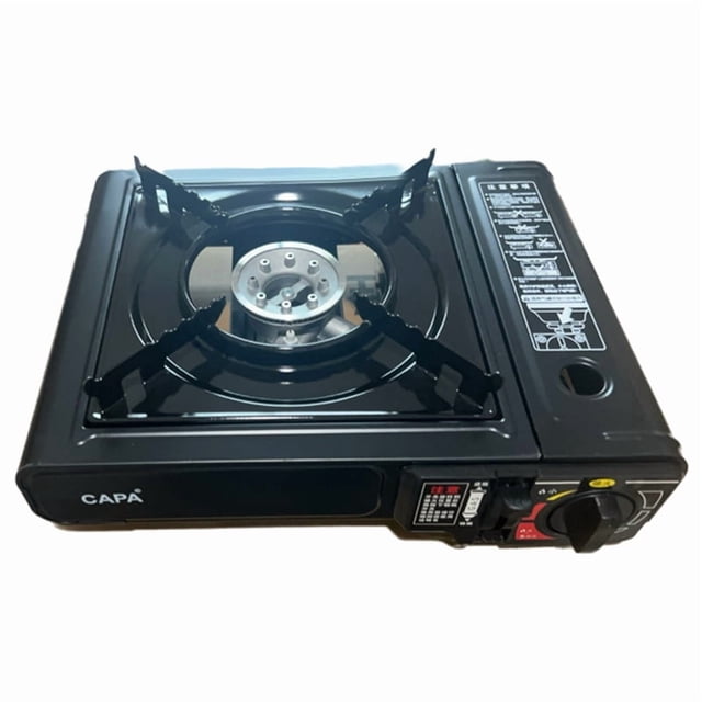 Estufa de Camping de Propano con Quemador, Parrilla/Estufa de Camping Portátil con Quemadores Ajustables para Acampar, Portón Trasero, Barbacoa