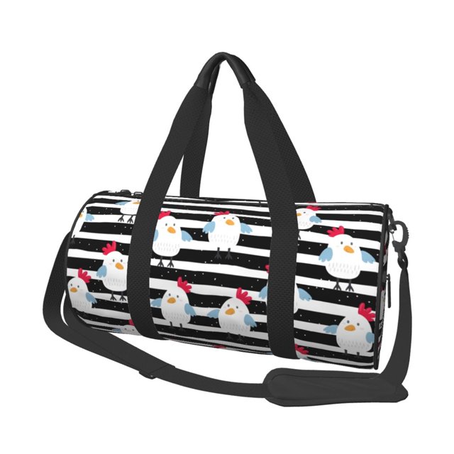 Fotbe Cute Chicken Bolsa Deportiva de Lona Plegable con Estampado, Bolsa de Gimnasio con Bolsillo Seco/Húmedo, Bolsa de Viaje Ultraligera de Gran Capacidad