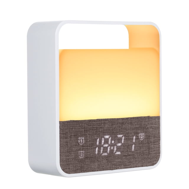 Operado eléctricamente Irfora Luz nocturna recargable por USB con reloj despertador, atenuación, blanco cálido y cambio de color, lámpara de mesita de noche, visualización de tiempos, 3 alarmas, despe Irfora Operado eléctricamente