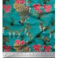 thumbnail image 1 of Soimoi Velvet Fabric Leaves,Floral & Peacock Bird Print Fabric by The Yard 58 Inch Wide, 1 of 1