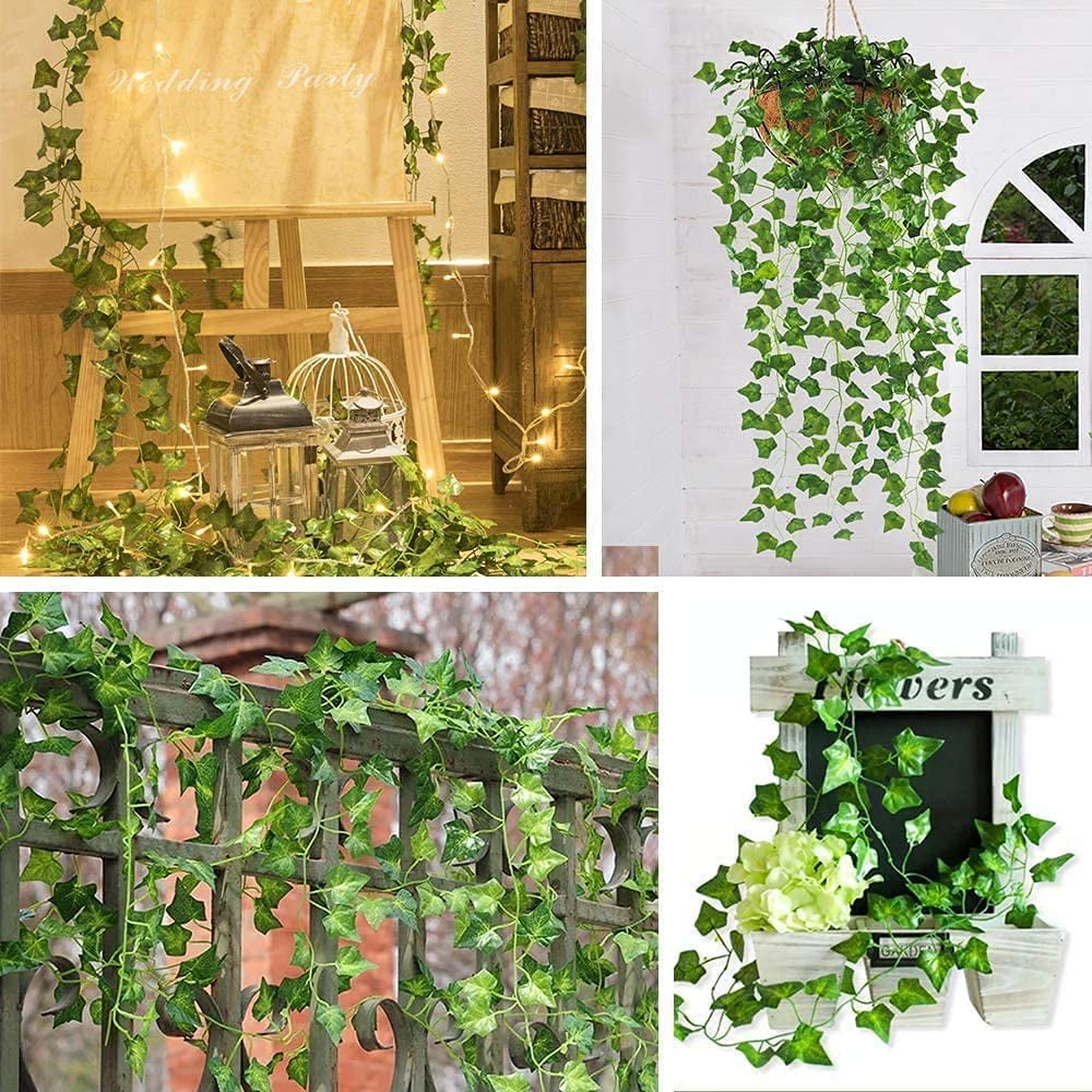 AIOR 12 Strands Fake Ivy Vines with 100 LEDs String Lights, 6.5 Ft  Artificial Ivy Garland Greenery Leaves UV Resistant Hanging Faux Plants for  Wedding Table Garden Backdrop Arch Wall Room Decor – BigaMart