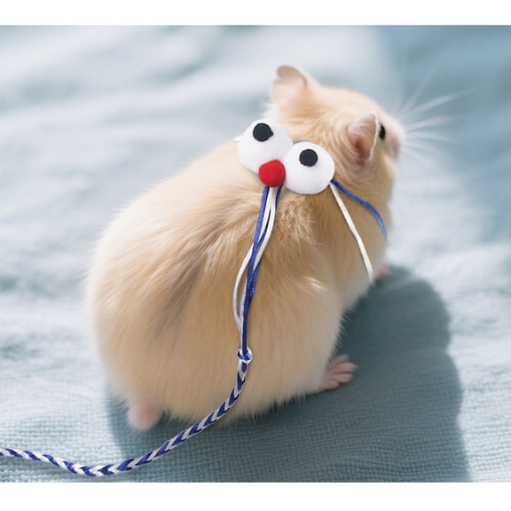 Hamster Leash and Harness Set, Adjustable Soft Nylon Walking Rope with Cute Flower Decor for Small Animals like Gerbils Rats, Outdoor Training Pet Supplies Gift Blue