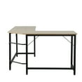 thumbnail image 3 of Irene Inevent L-shaped Corner Table Wooden Computer Work Desk Space-Saving Study Writing Workstation for Home Office, Beige/Black, 3 of 10