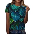 thumbnail image 1 of Tops de Ajuste Suelto para las Mujeres Sudadera Casual Impresa Manga Corta Cuello Redondo Superior, Poliéster, 1 of 4